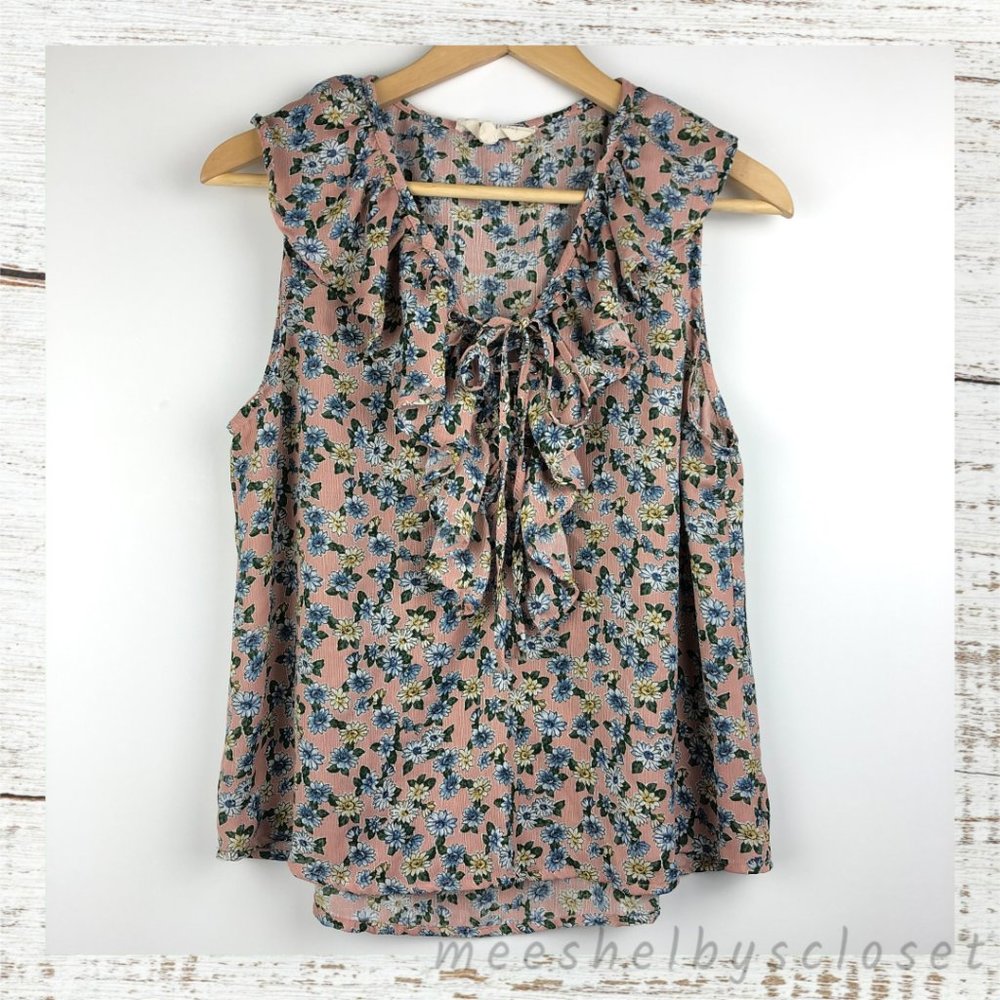 Sweet Wanderer Blush Pink Lace Up Tank Blouse